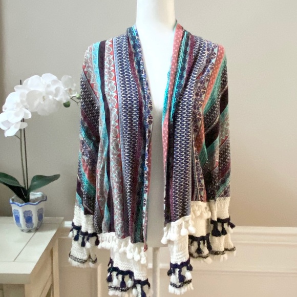 Kamana Sweaters - Kamana L Lightweight Mixed Media Boho Cardigan